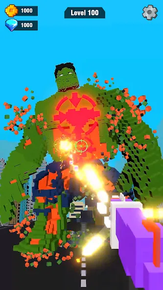 Pixel Shooting: Craft Demolish на Андроид — Мод Безлимитные деньги и оружие — скриншот 1