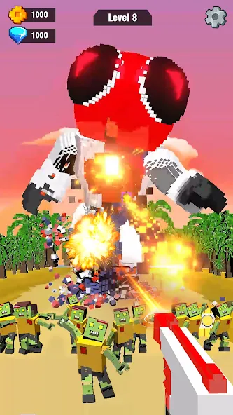 Pixel Shooting: Craft Demolish на Андроид — Мод Безлимитные деньги и оружие — скриншот 2