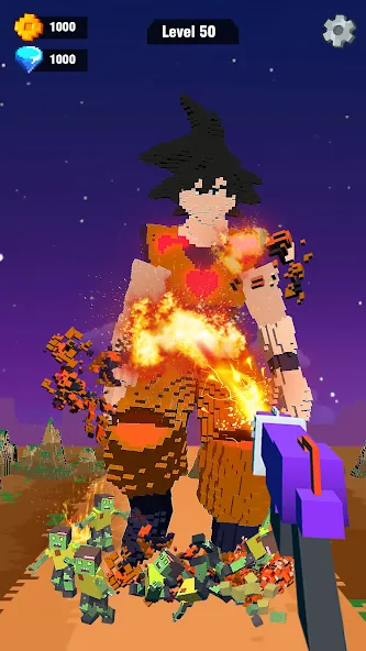 Pixel Shooting: Craft Demolish на Андроид — Мод Безлимитные деньги и оружие — скриншот 4