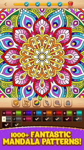 Cross Stitch Coloring Mandala MOD APK — Без рекламы и все узоры открыты — скриншот 1