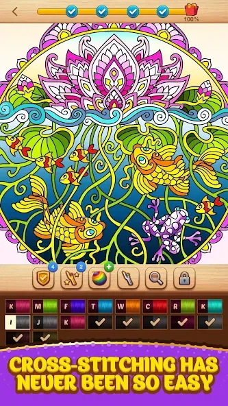 Cross Stitch Coloring Mandala MOD APK — Без рекламы и все узоры открыты — скриншот 2