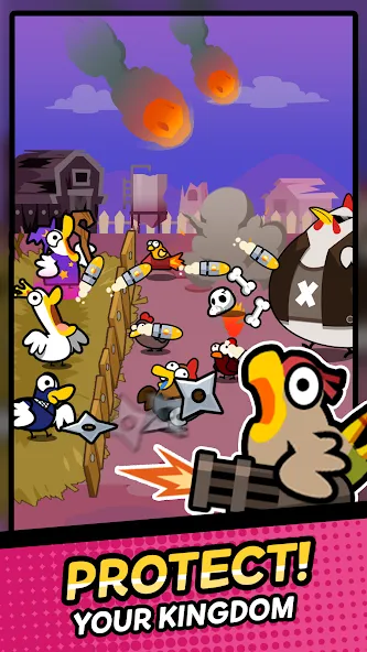Скачать Duck vs Chicken : Idle Defense — Последняя версия (Безлимитные деньги и усиленная защита) — скриншот 1