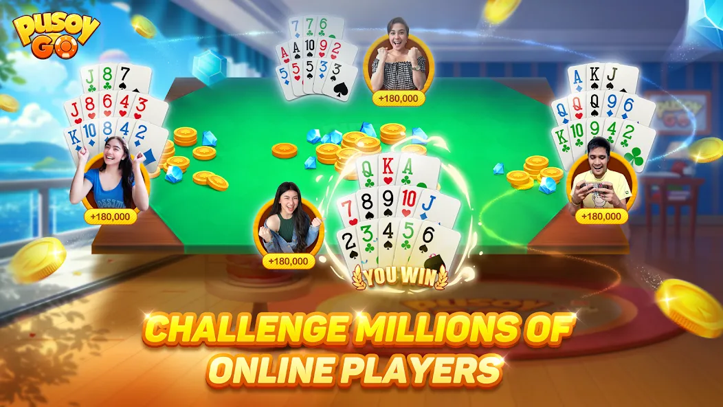 Скачать Pusoy Go-Competitive 13 Cards (Мод: Безлимитные монеты и алмазы) на Андроид — скриншот 1