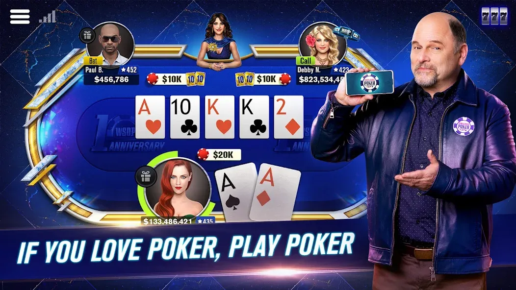 WSOP Poker: Texas Holdem Game (Мод Безлимитные фишки и открыты все столы) — скриншот 1