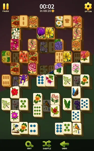 Скачать Mahjong Blossom Solitaire (Мод: Без рекламы и бесконечные подсказки) на Андроид — скриншот 4