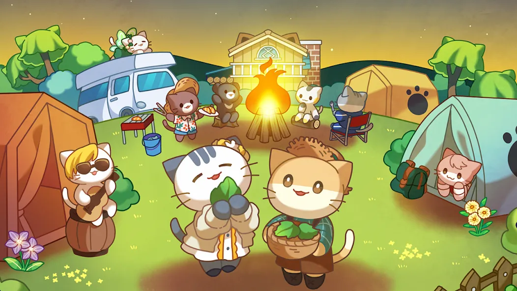Скачать взлом Cat Forest - Healing Camp на Андроид — Безлимитные ресурсы и быстрый прогресс — скриншот 1