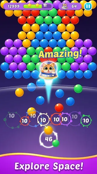 Взломанная Bubble Shooter Gem Puzzle Pop на Андроид — Без рекламы и много монет — скриншот 4
