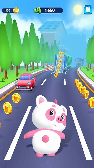 Скачать взлом Piggy Panda Run: Fun Game на Андроид — Безлимитные монеты и все скины — скриншот 1
