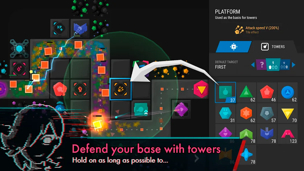 Скачать Infinitode 2 - Tower Defense (Мод: Безлимитные ресурсы и открыты все уровни) на Андроид — скриншот 1