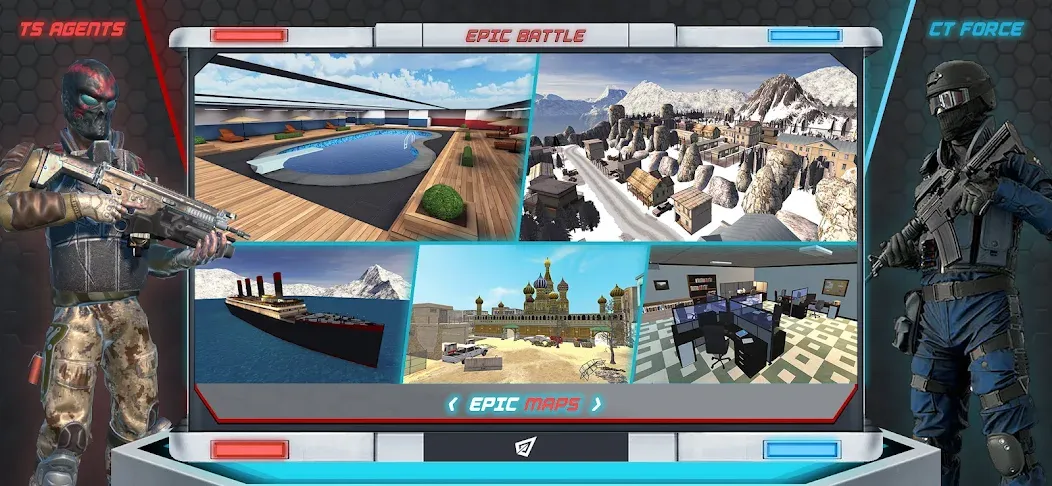 Скачать Epic Battle CS:FPS Mobile Game — Модификация Безлимитные патроны и оружие — скриншот 2