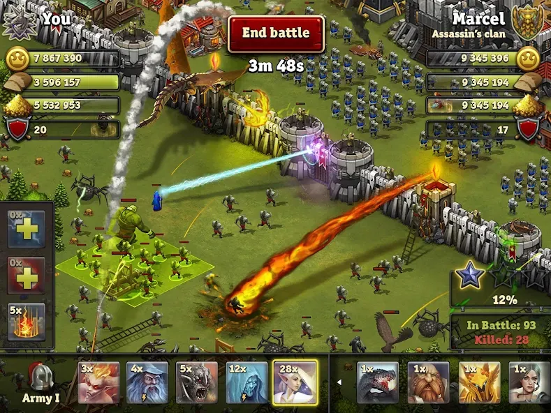 Throne Rush на Андроид — Мод Безлимитные ресурсы и мощная армия — скриншот 1 Throne Rush на Андроид — Мод Безлимитные ресурсы и мощная армия — скриншот 1