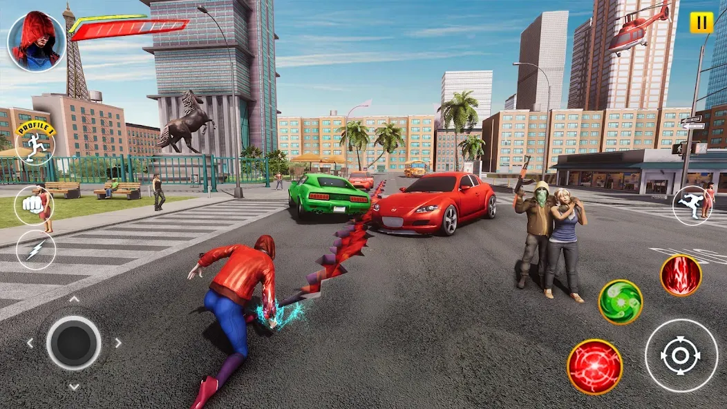 Incredible Flying SuperHero 3D MOD — Много денег и открытые уровни на Андроид — скриншот 1