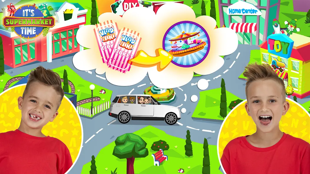 Скачать взлом Vlad & Niki Supermarket game на Андроид — Безлимитные деньги и все товары открыты — скриншот 1