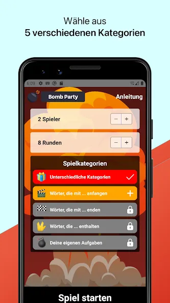 Скачать Bomb Party: Das Bombenspiel! на Андроид — Безлимитные подсказки и быстрые раунды — скриншот 1