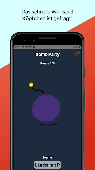 Скачать Bomb Party: Das Bombenspiel! на Андроид — Безлимитные подсказки и быстрые раунды — скриншот 2