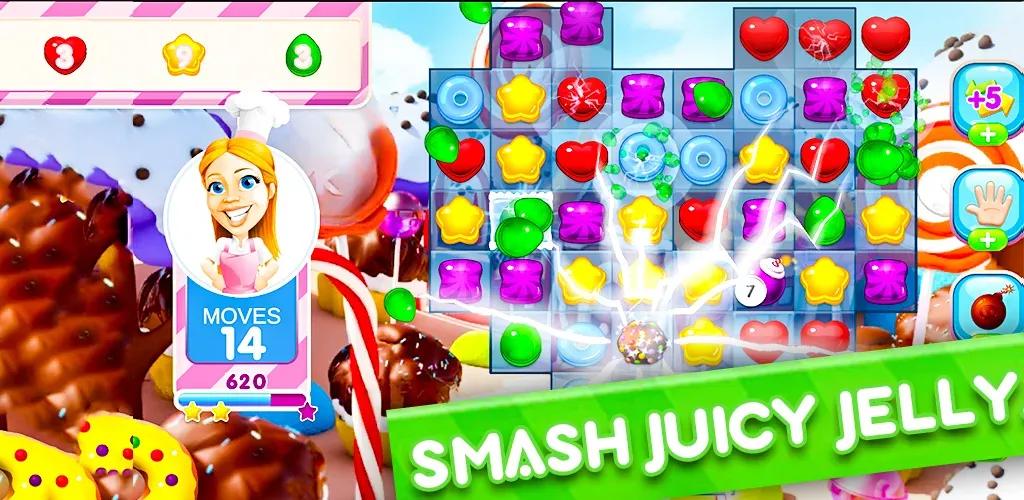 Скачать Jelly Kingdom Crush - Match 3 с модом — Безлимитные монеты и жизни — скриншот 2