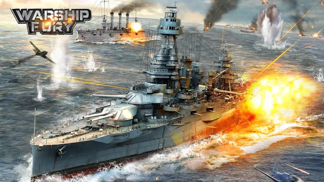 Скачать Warship Fury MOD APK — Безлимитные ресурсы и усиленный флот — скриншот 1