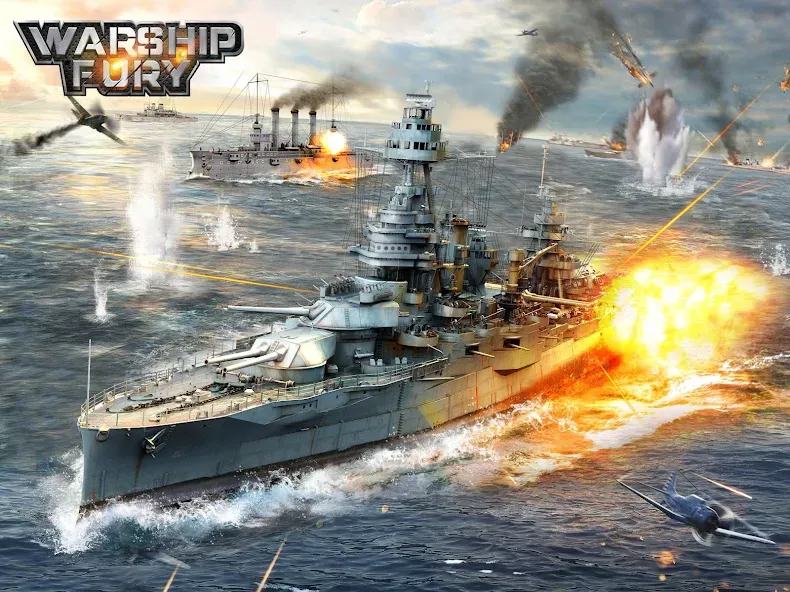 Скачать Warship Fury MOD APK — Безлимитные ресурсы и усиленный флот — скриншот 5