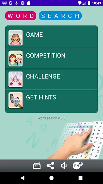 Скачать взлом Word search на Андроид — Без рекламы и подсказки доступны — скриншот 1 Скачать взлом Word search на Андроид — Без рекламы и подсказки доступны — скриншот 1