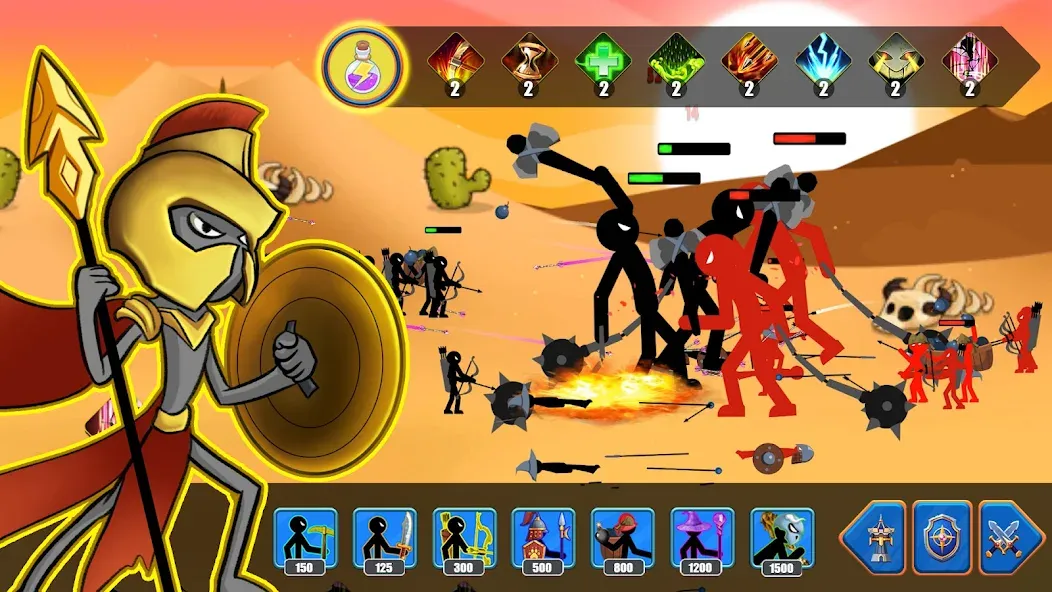 Скачать Stick Battle : War of Stick — Последняя версия (Безлимитные деньги и оружие) — скриншот 2