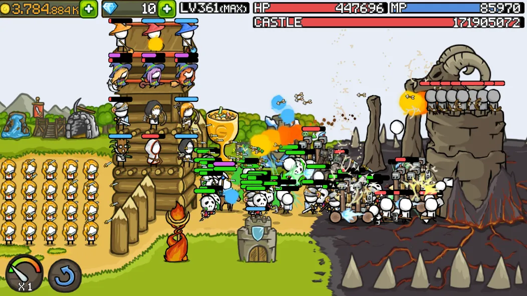 Grow Castle - Tower Defense MOD — Безлимитные деньги и усиленные башни на Андроид — скриншот 1
