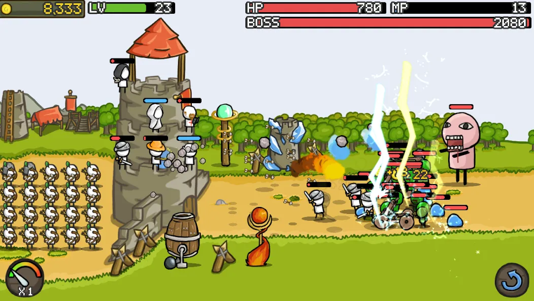 Grow Castle - Tower Defense MOD — Безлимитные деньги и усиленные башни на Андроид — скриншот 2