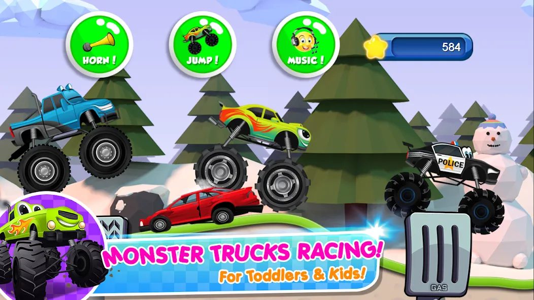 Monster Trucks Game for Kids 2 — Мод: Без рекламы и всё открыто — скриншот 1