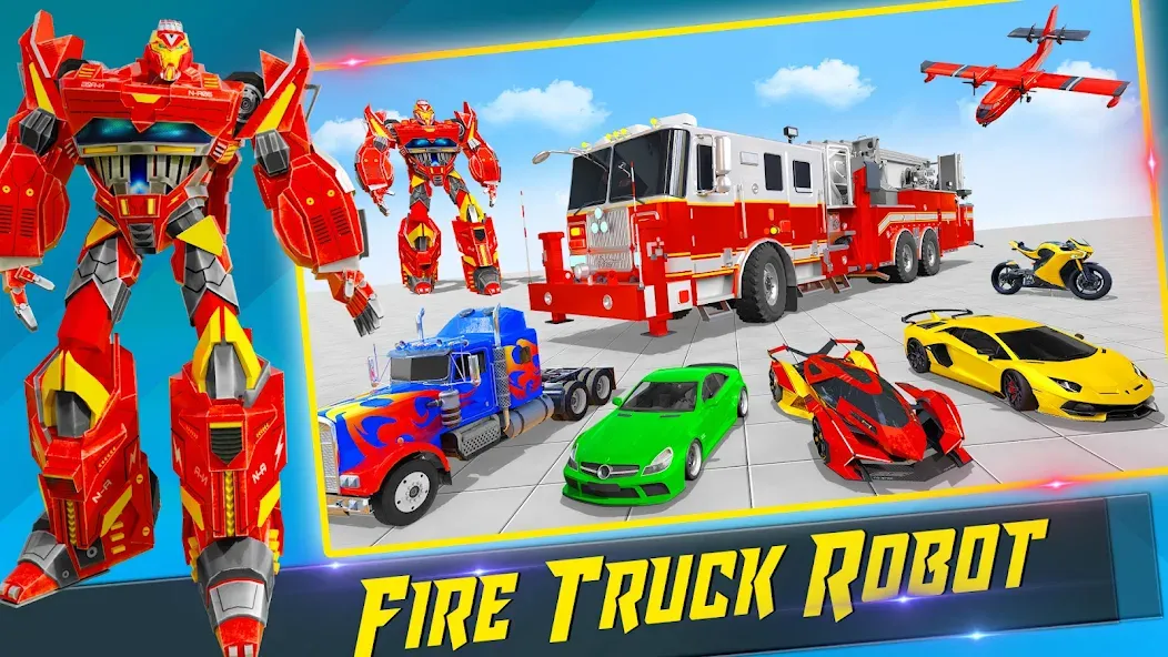 Fire Truck Robot Car Game на Андроид — Мод Безлимитные деньги и все машины открыты — скриншот 4