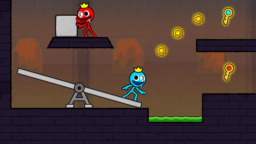 Red and Blue Stickman 2024 на Андроид — Открыты все уровни и скины — скриншот 2 Red and Blue Stickman 2024 на Андроид — Открыты все уровни и скины — скриншот 2