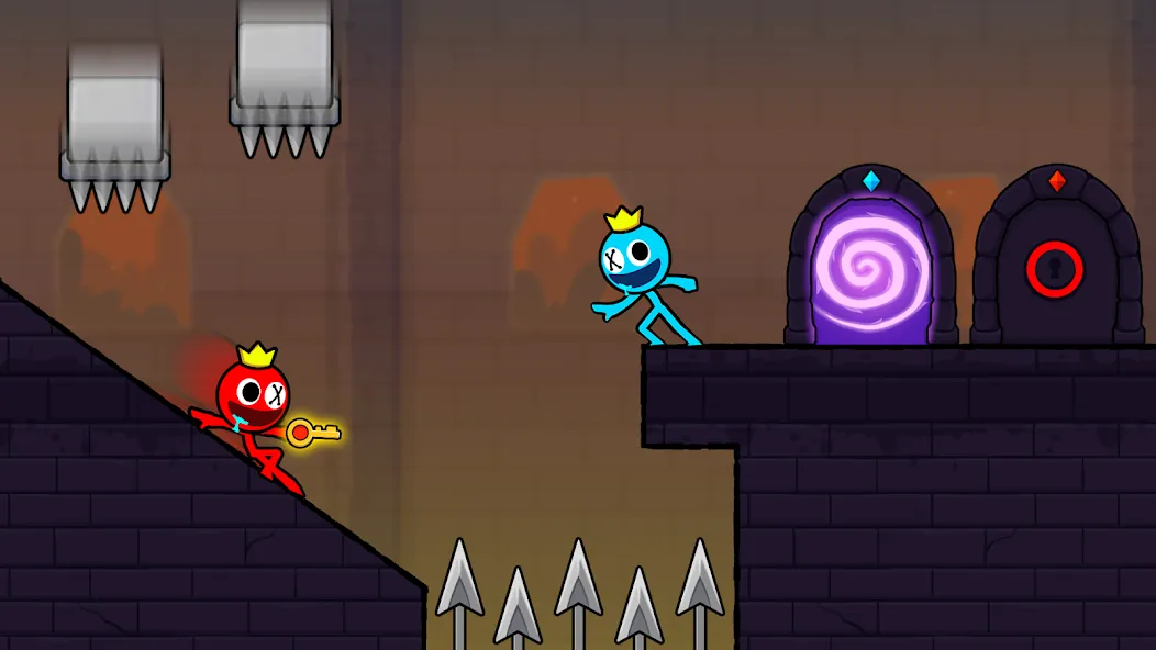 Red and Blue Stickman 2024 на Андроид — Открыты все уровни и скины — скриншот 4 Red and Blue Stickman 2024 на Андроид — Открыты все уровни и скины — скриншот 4