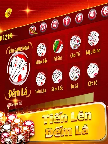 Tiến Lên Đếm Lá - Tien Len MOD APK — Безлимитные монеты и подсказки — скриншот 1