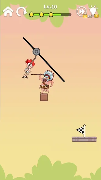 Zipline Rescue: Physics Game — Безлимитные деньги и все уровни — скриншот 1 Zipline Rescue: Physics Game — Безлимитные деньги и все уровни — скриншот 1