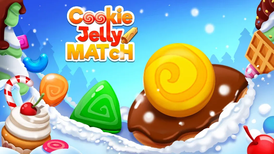 Взломанная Cookie Jelly Match на Андроид — Безлимитные жизни и подсказки — скриншот 1