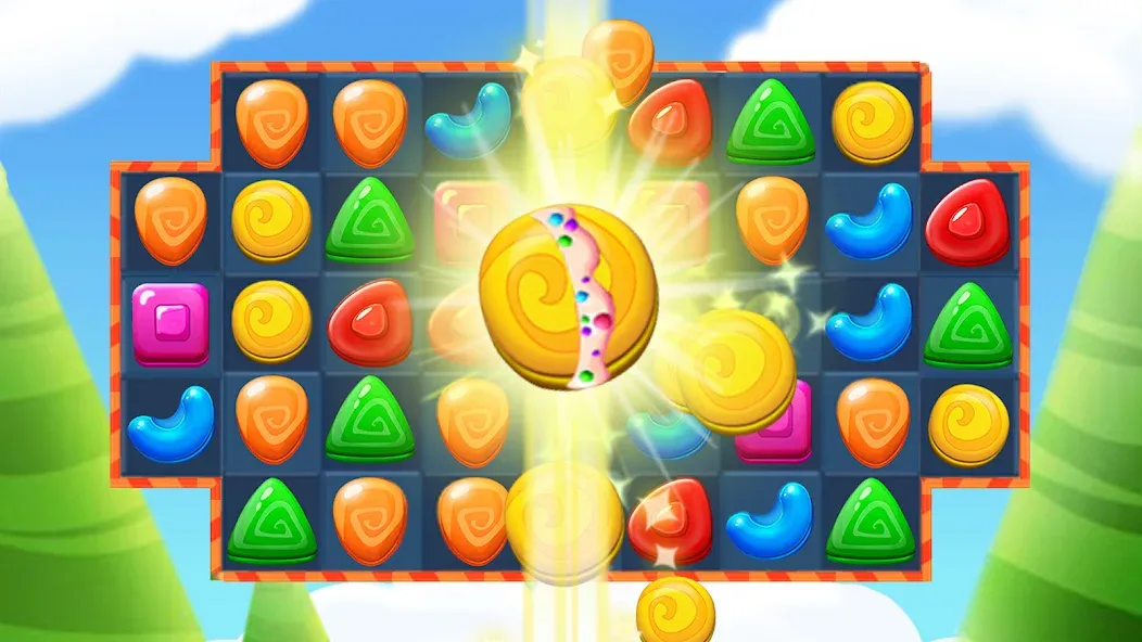 Взломанная Cookie Jelly Match на Андроид — Безлимитные жизни и подсказки — скриншот 2