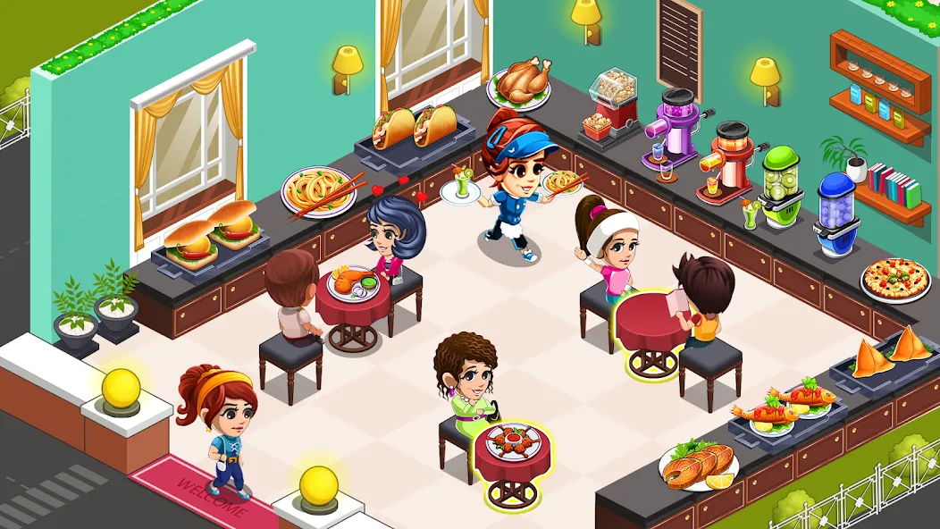 Скачать Cooking Restaurant Kitchen (Мод: Безлимитные деньги и все блюда открыты) на Андроид — скриншот 1