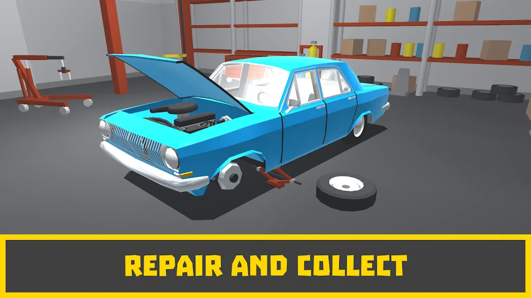 Retro Garage - Car Mechanic MOD APK на Android — Безлимитные деньги и запчасти — скриншот 1