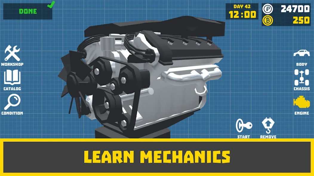 Retro Garage - Car Mechanic MOD APK на Android — Безлимитные деньги и запчасти — скриншот 4
