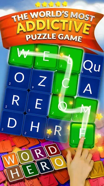 WordHero : word finding game — Взломанная версия (Безлимитные подсказки и подсвеченные слова) — скриншот 1