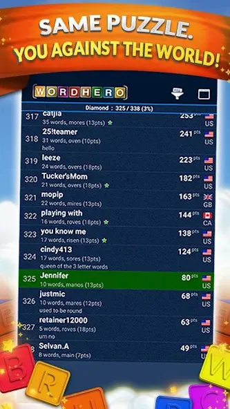 WordHero : word finding game — Взломанная версия (Безлимитные подсказки и подсвеченные слова) — скриншот 4