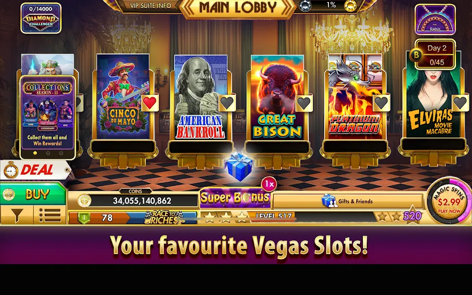 Black Diamond Casino Slots — Мод: Безлимитные монеты и джекпоты — скриншот 1