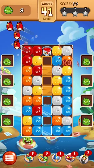 Скачать взлом Angry Birds Blast на Андроид — Безлимитные жизни и усилители — скриншот 1
