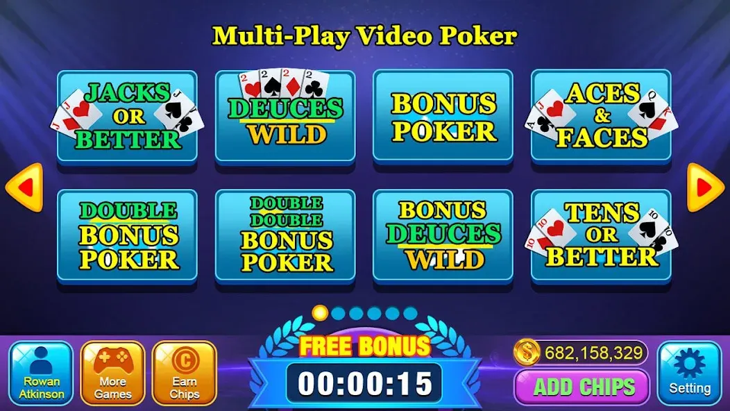 Video Poker Games - Multi Hand MOD APK — Много фишек и все руки открыты — скриншот 1