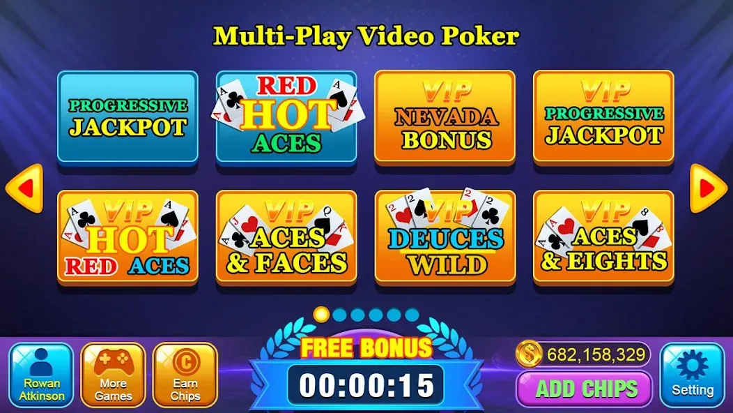 Video Poker Games - Multi Hand MOD APK — Много фишек и все руки открыты — скриншот 3
