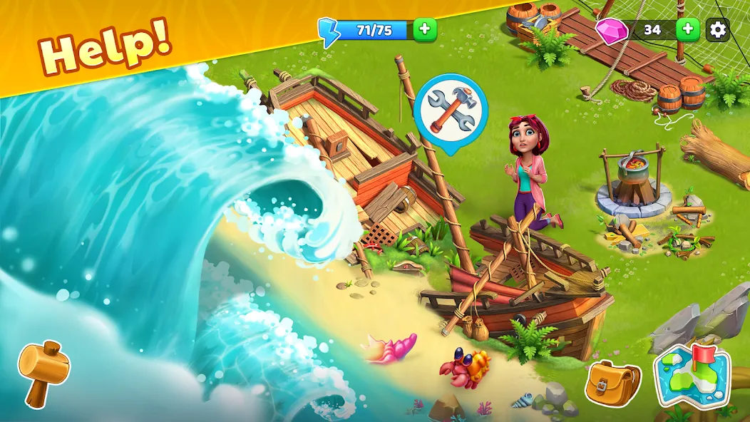 Bermuda Adventures Farm Island (Мод Безлимитные деньги и ресурсы) — скриншот 2