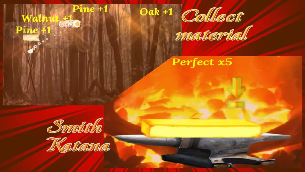 Katana Collection : blacksmith MOD APK — Безлимитные деньги и материалы — скриншот 1