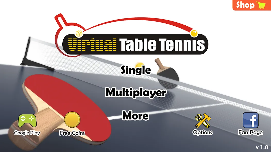 Virtual Table Tennis — Взломанная версия (Безлимитные монеты и все ракетки) — скриншот 3