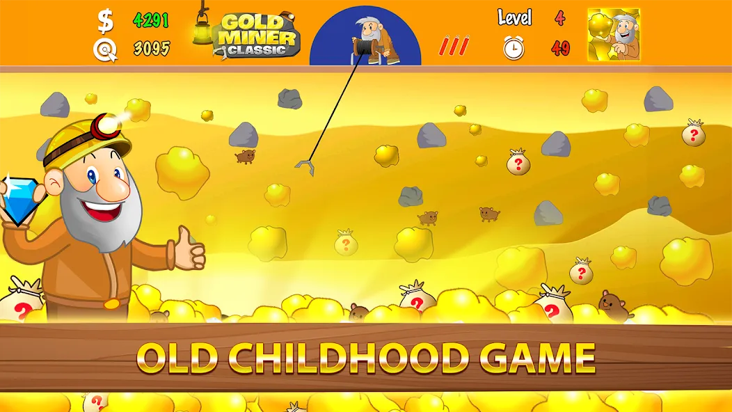 Gold Miner Classic: Gold Rush MOD — Много золота и безлимитные бонусы на Андроид — скриншот 1 Gold Miner Classic: Gold Rush MOD — Много золота и безлимитные бонусы на Андроид — скриншот 1
