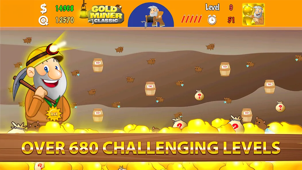 Gold Miner Classic: Gold Rush MOD — Много золота и безлимитные бонусы на Андроид — скриншот 3 Gold Miner Classic: Gold Rush MOD — Много золота и безлимитные бонусы на Андроид — скриншот 3