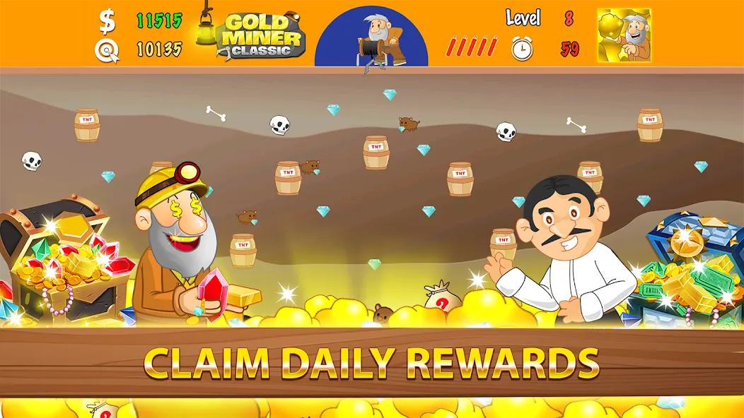Gold Miner Classic: Gold Rush MOD — Много золота и безлимитные бонусы на Андроид — скриншот 5 Gold Miner Classic: Gold Rush MOD — Много золота и безлимитные бонусы на Андроид — скриншот 5