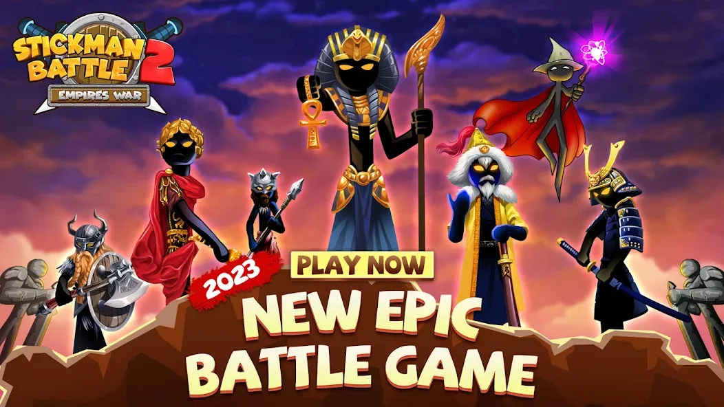 Скачать взломанную Stickman Battle 2: Empires War — Безлимитные деньги и алмазы — скриншот 1
